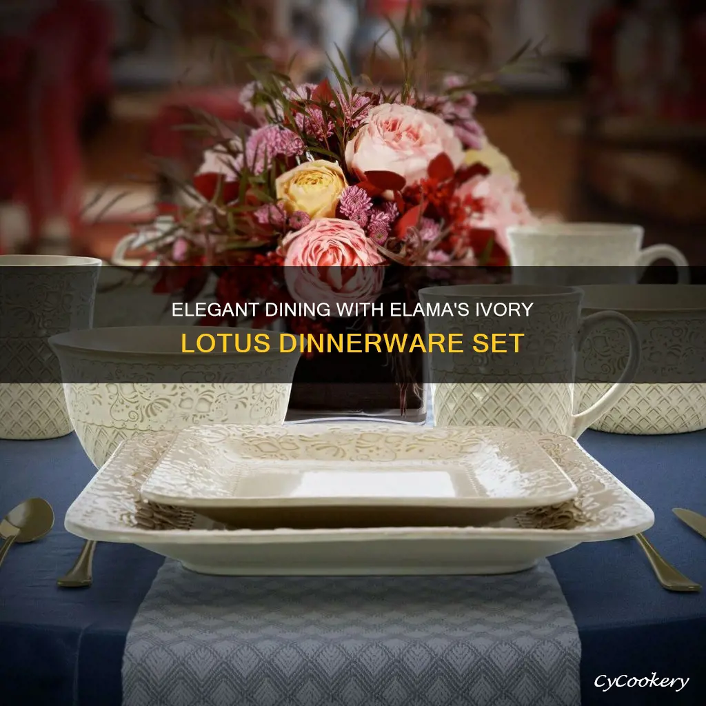 elama ivory lotus 16 piece square dinnerware set