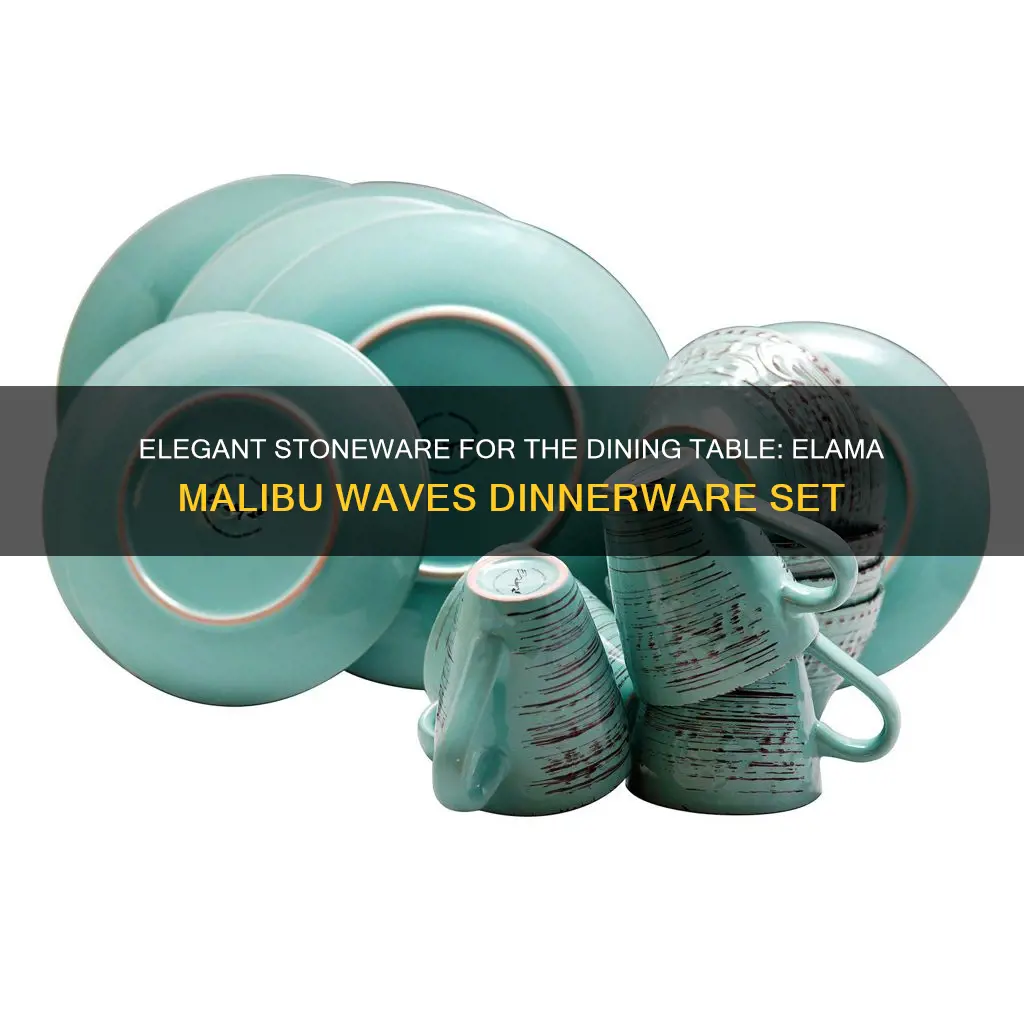 elama malibu waves 16-piece stoneware dinnerware set