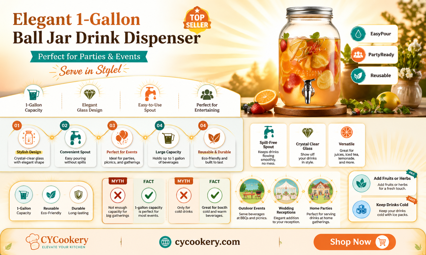 1 gallon ball jar drink dispenser