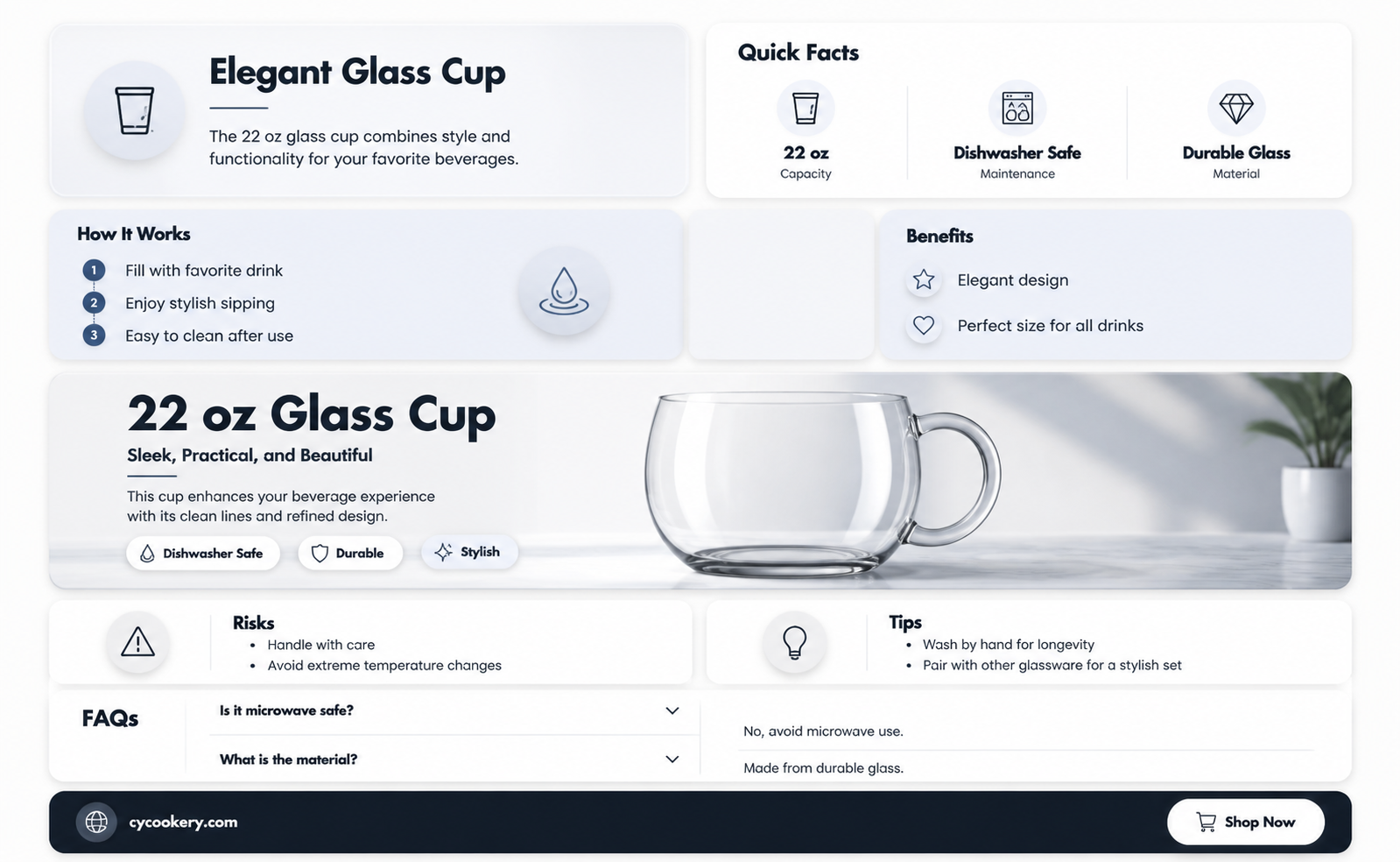 22 oz glass cup