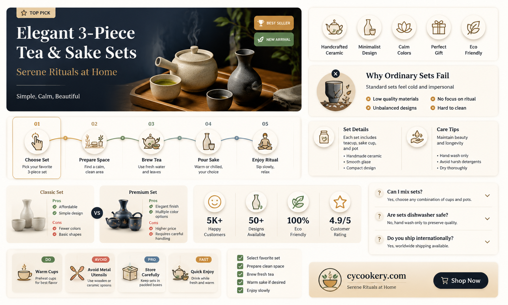 3 piece tea or sake set