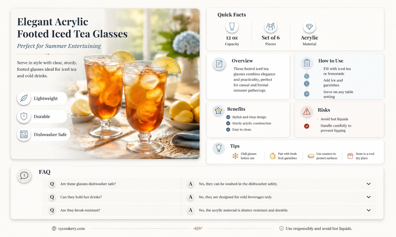 acrylic footed iced tea glasses