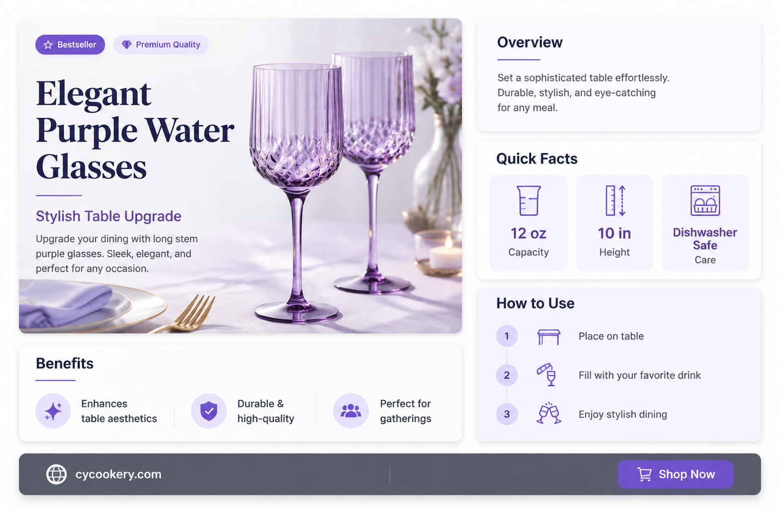 amazon long stemed purple water glasses
