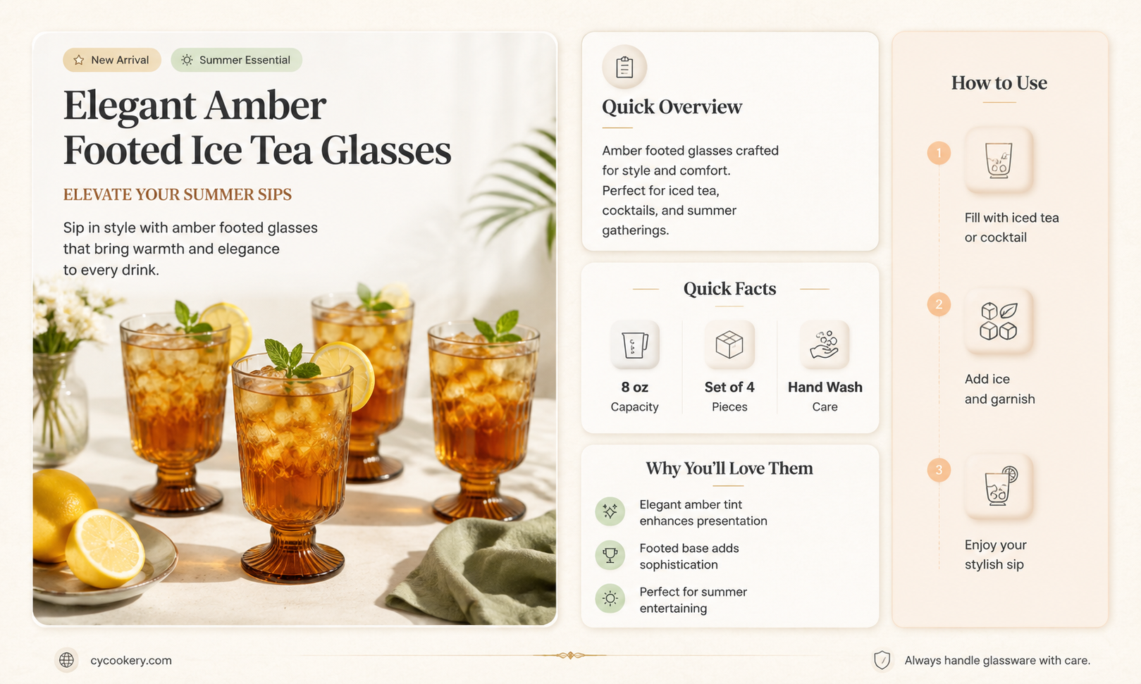 amber footed ice tea glasses