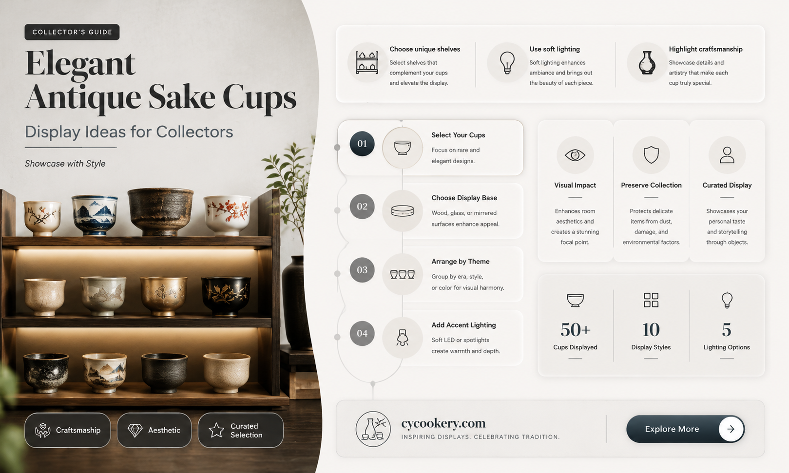 antique sake cup display