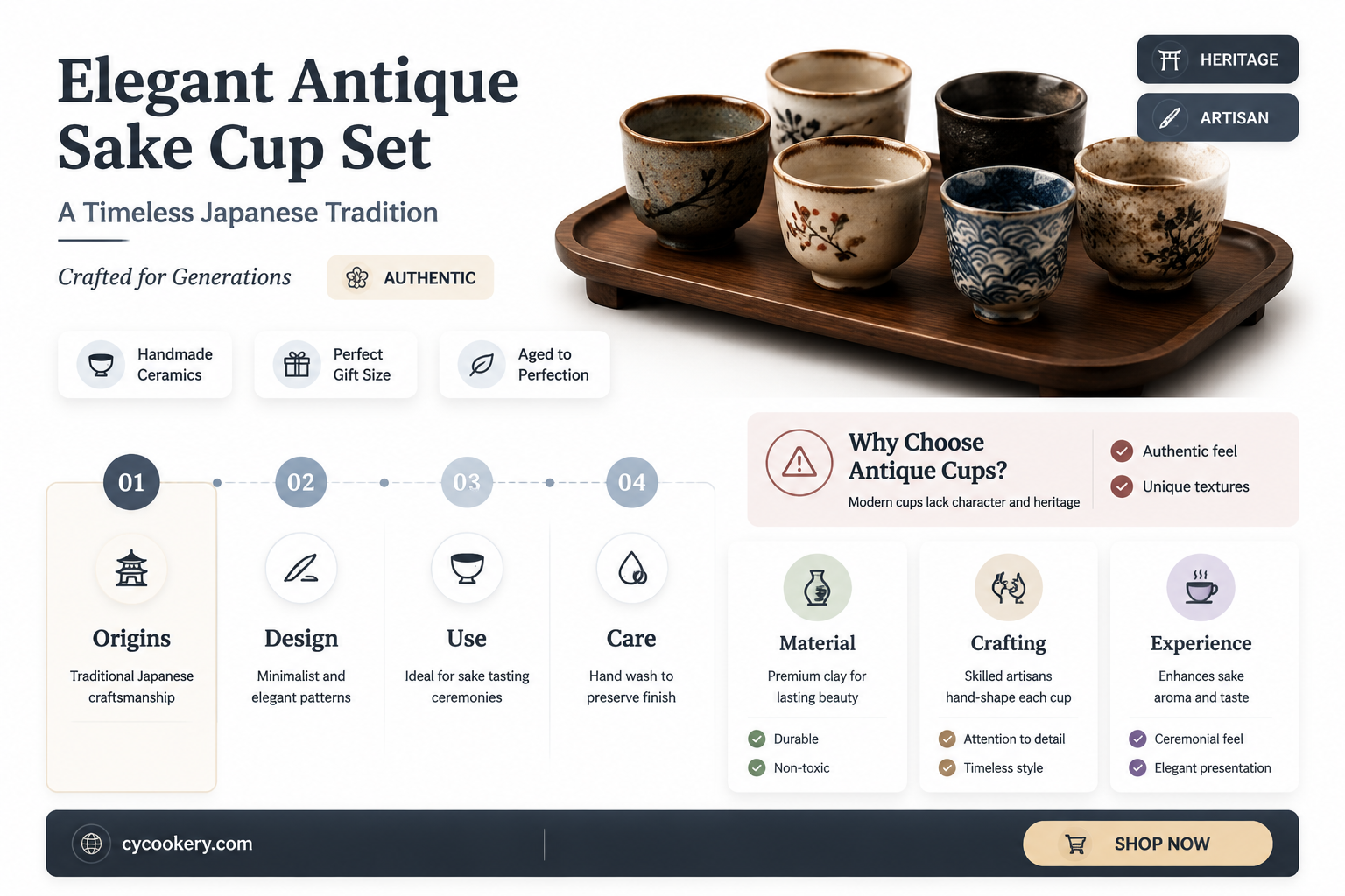 antique sake cup set