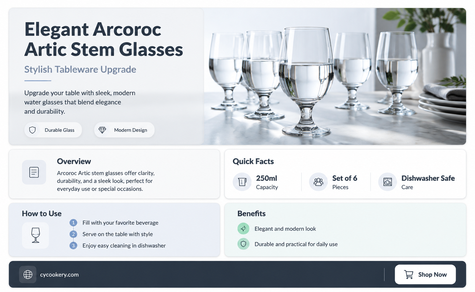 arcoroc artic stem water glasses