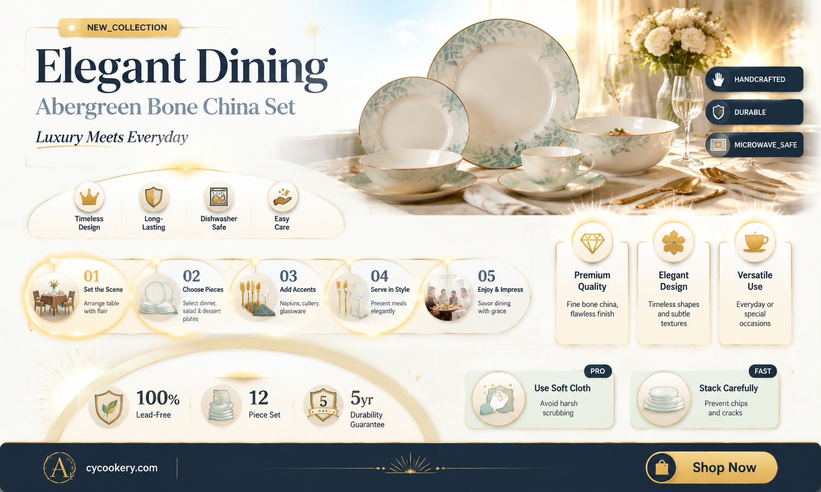 abergreen 4 piece bone china dinnerware set service for 1