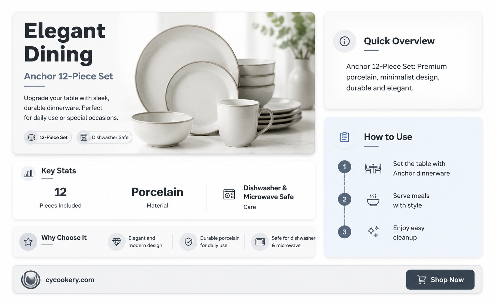 anchor 12 piece dinnerware set