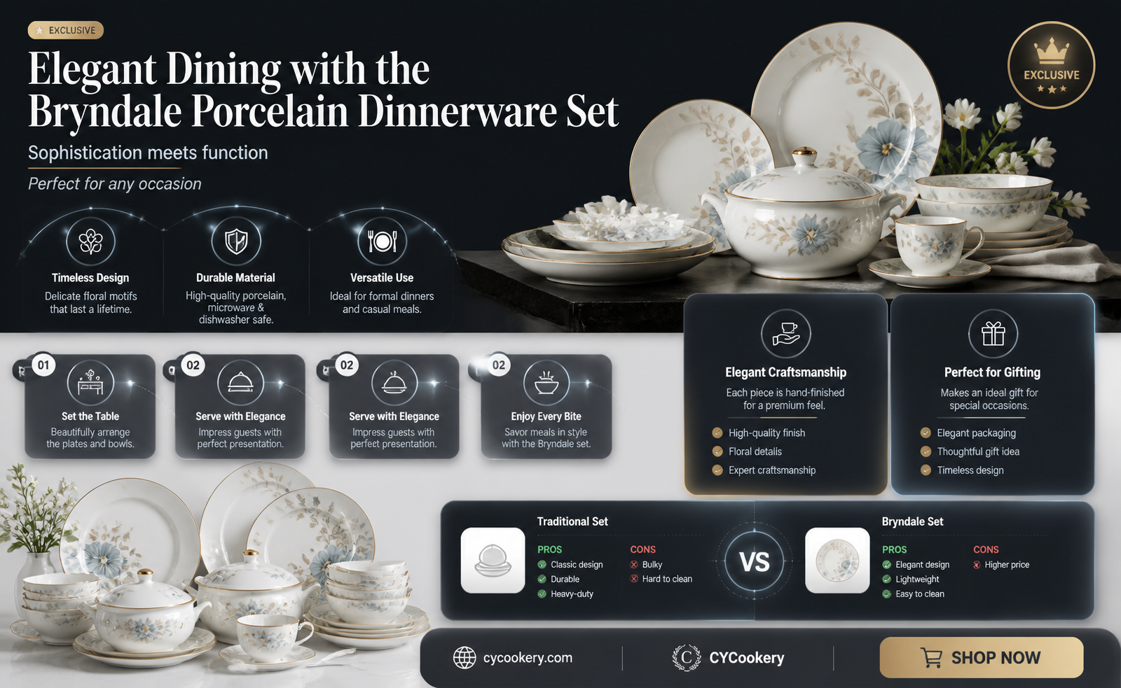 222 fifth 16pc bryndale porcelain dinnerware set