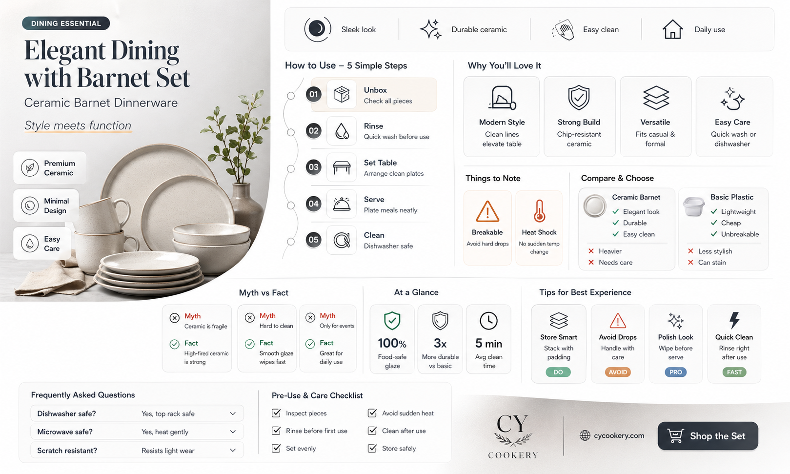 16pc ceramic barnet dinnerware set