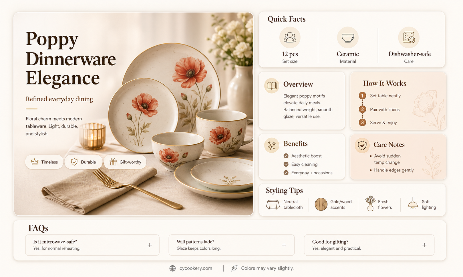 16 piece poppies dinnerware set