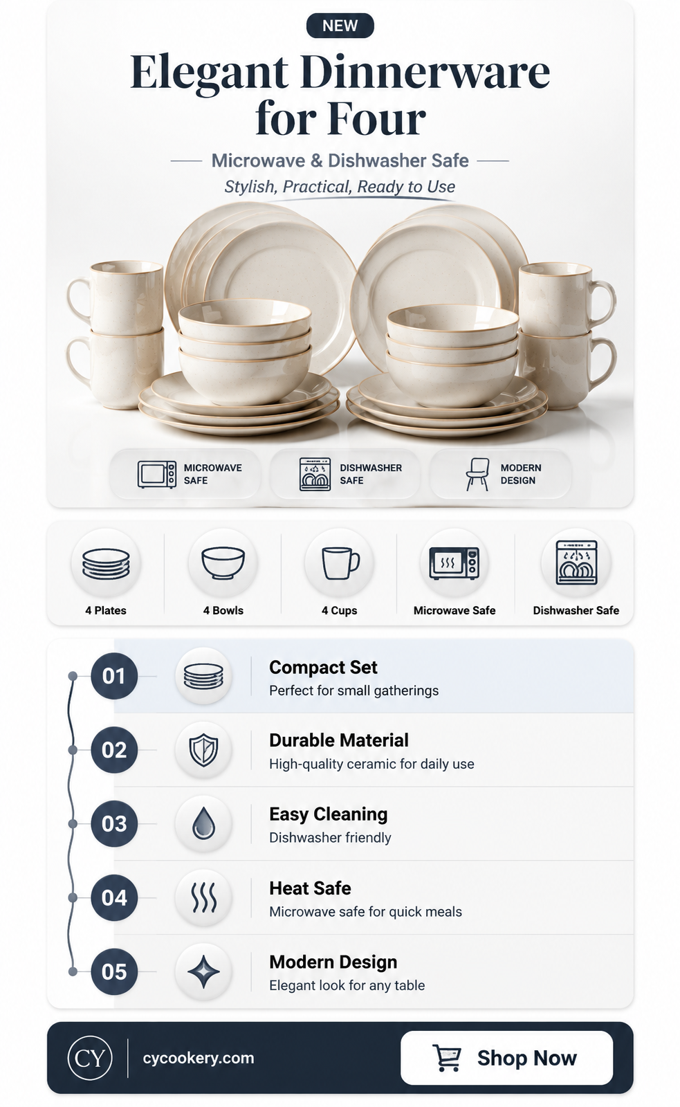 4 serving dinnerware set microwave and dishwasher ok