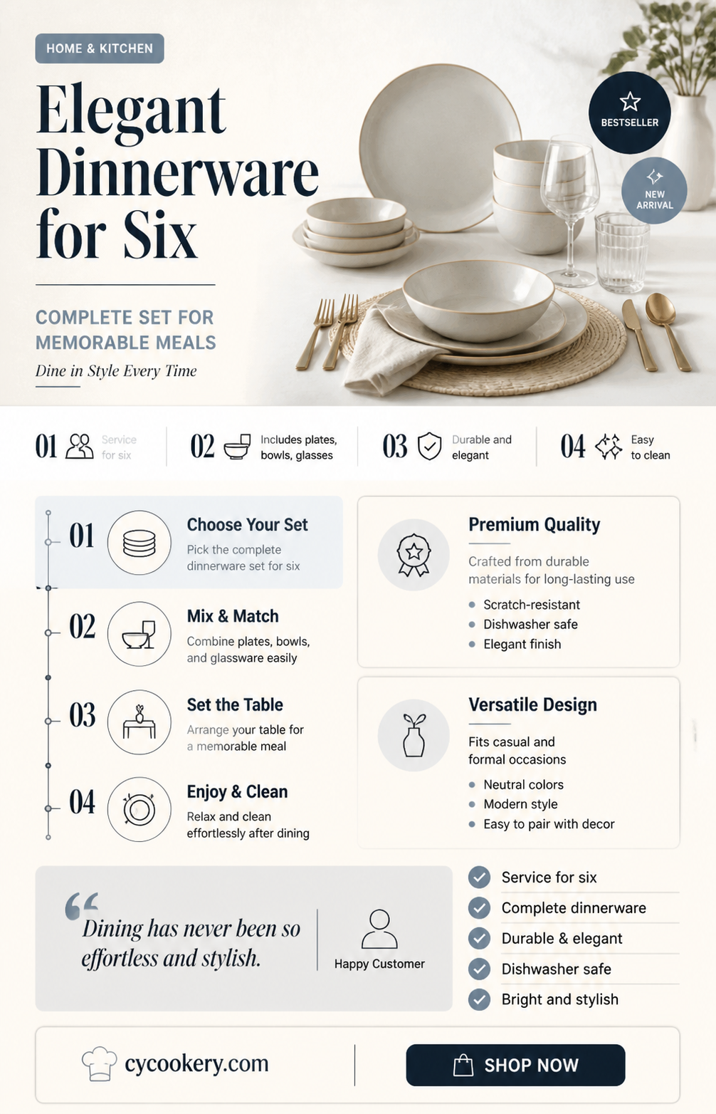 3 piece dinnerware set for 6