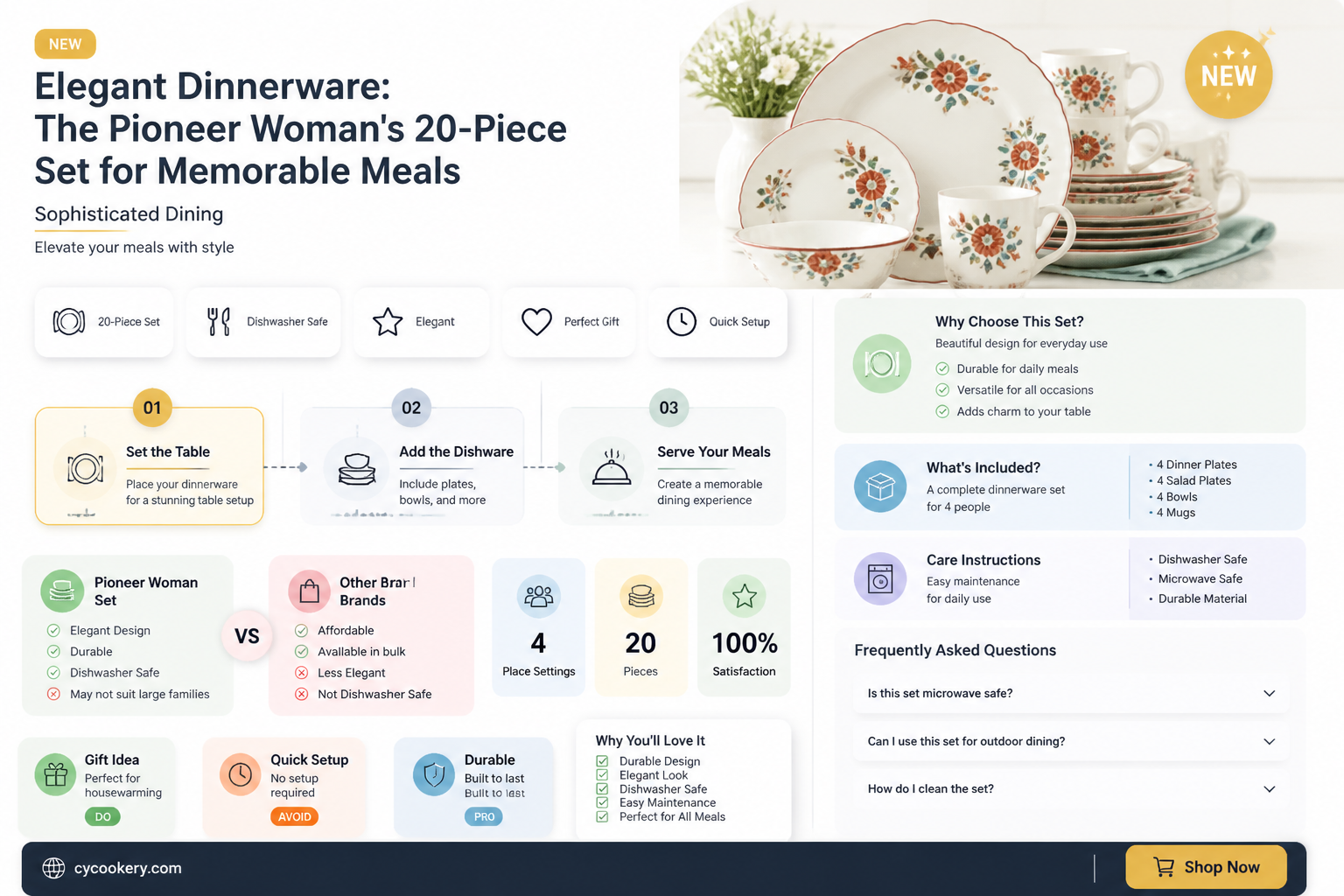 20 pc dinnerware set pioneer woman