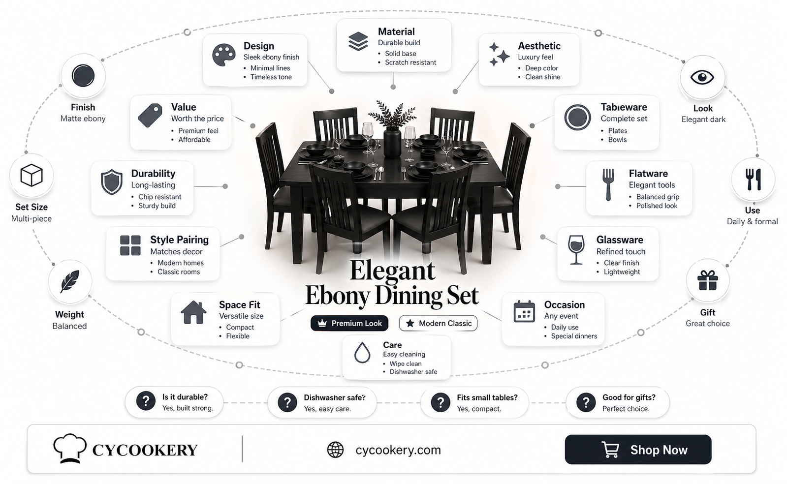 16pc dinnerware set black