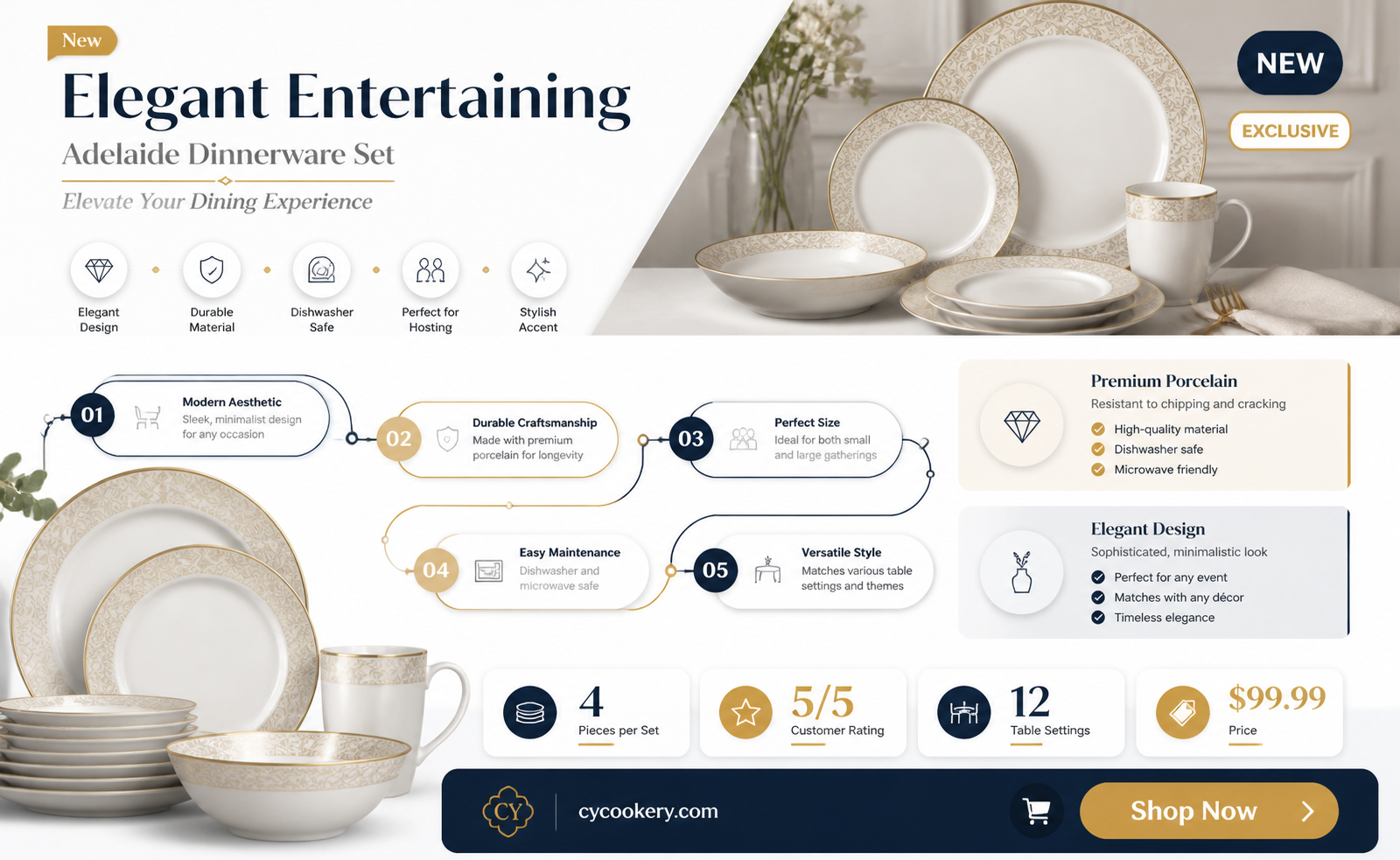222 fifth adelaide 16 piece round dinnerware set in blue