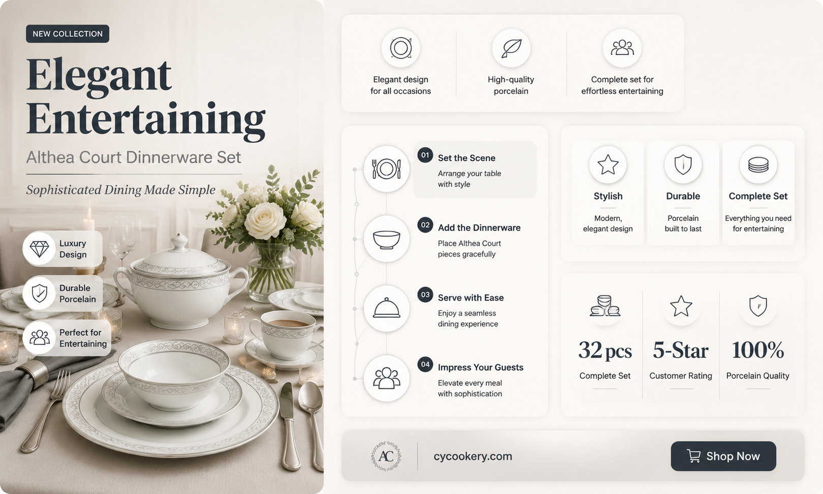 althea court 16 piece dinnerware set