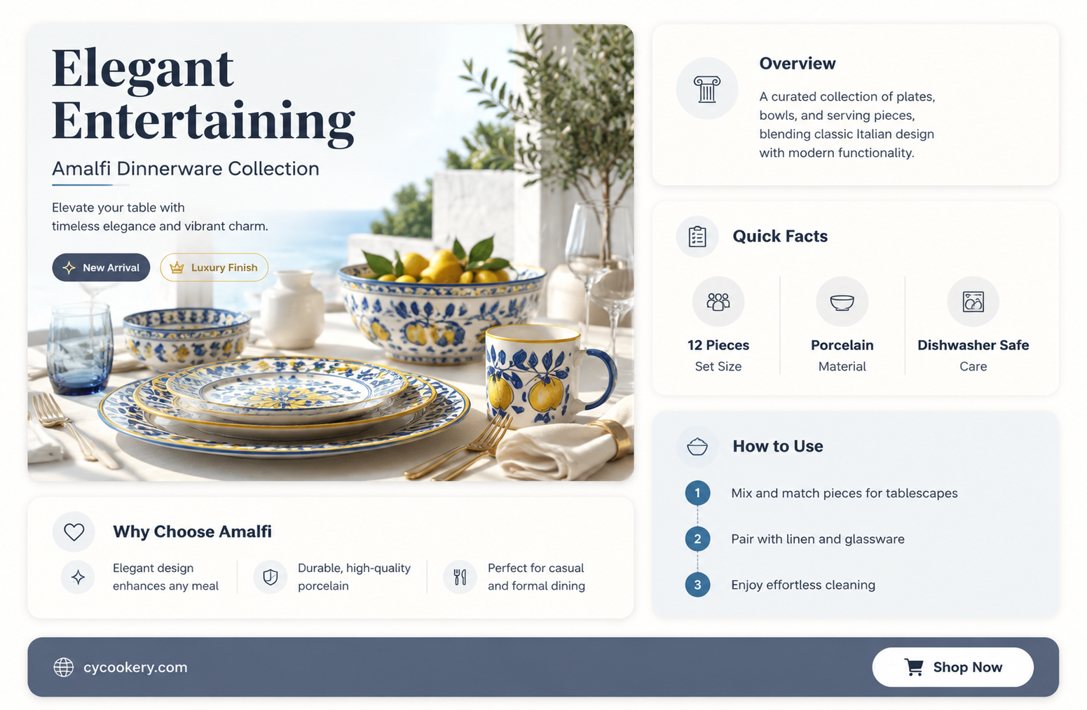 amalfi 16 piece dinnerware set
