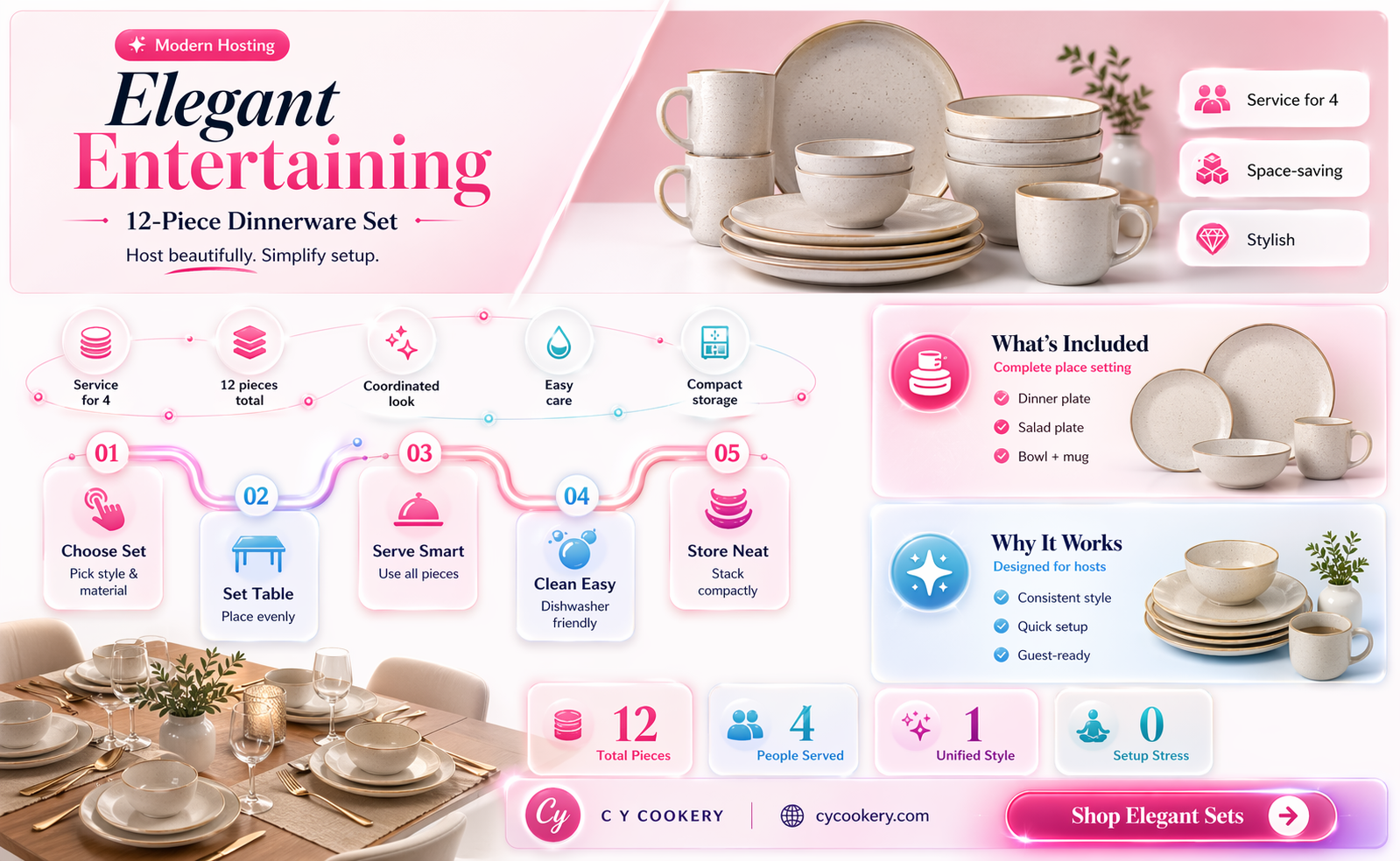 12 piece place setting dinnerware