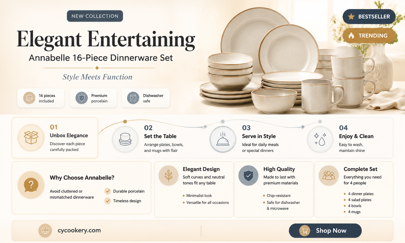 annabelle 16 piece dinnerware set