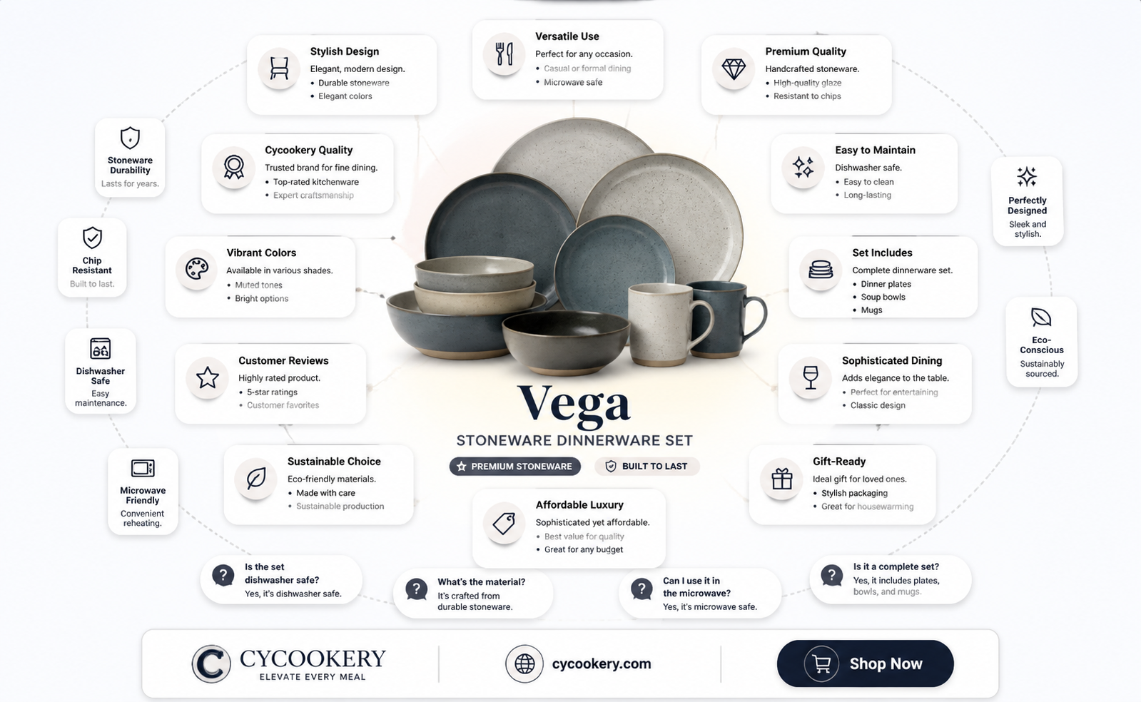 222 fifth 16pc vega stoneware dinnerware set