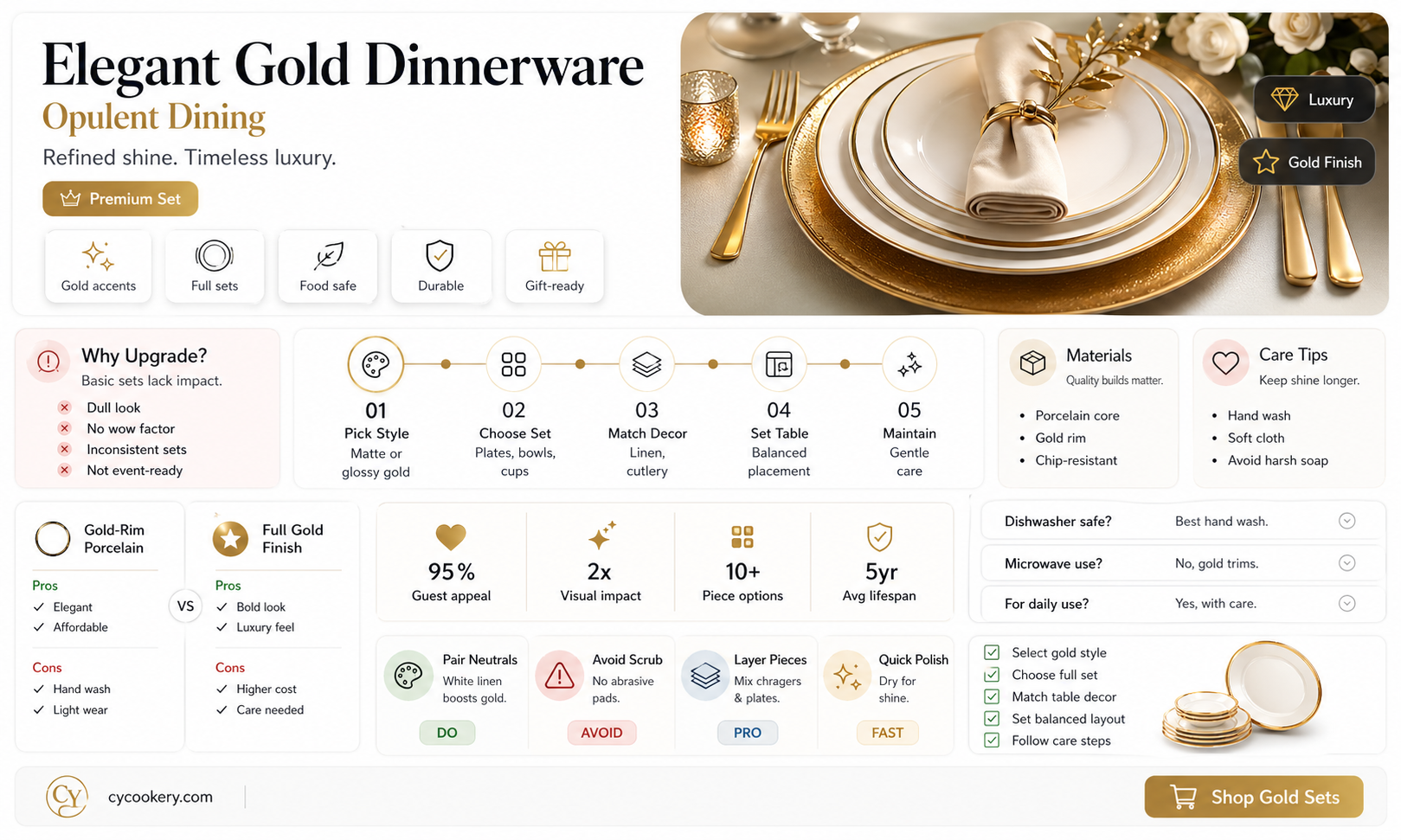16 piece dinnerware sets gold