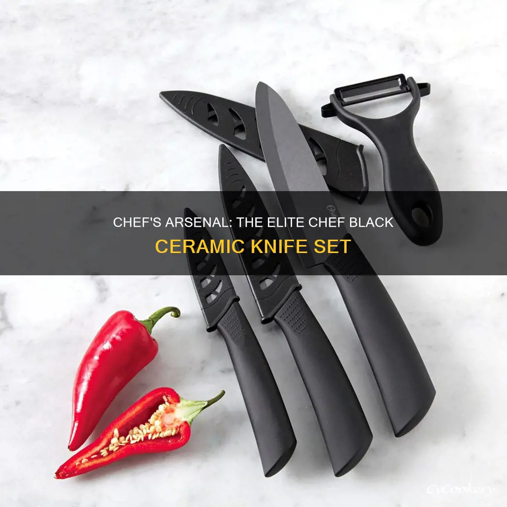 elite chef black ceramic 6-piece cookware knife set