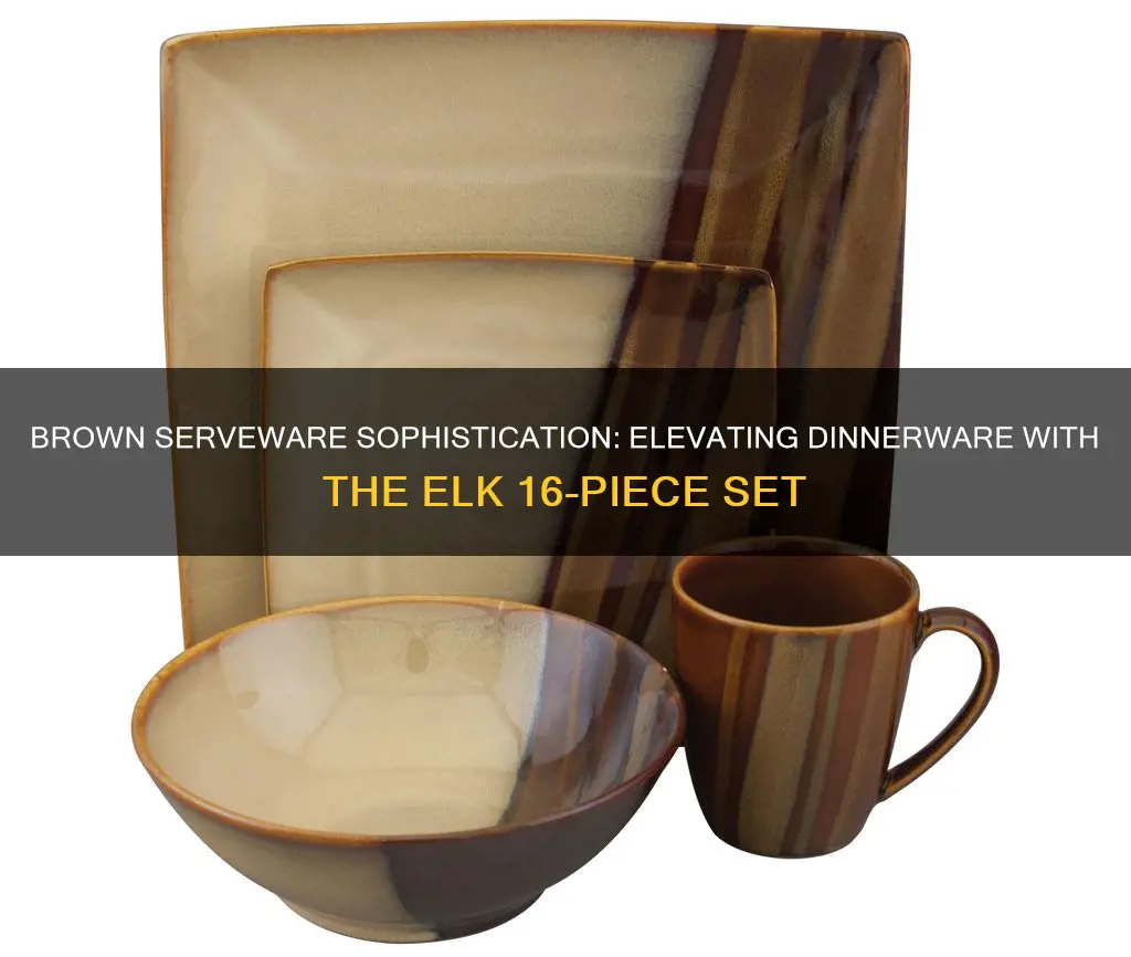 elk 16-piece square dinnerware set brown