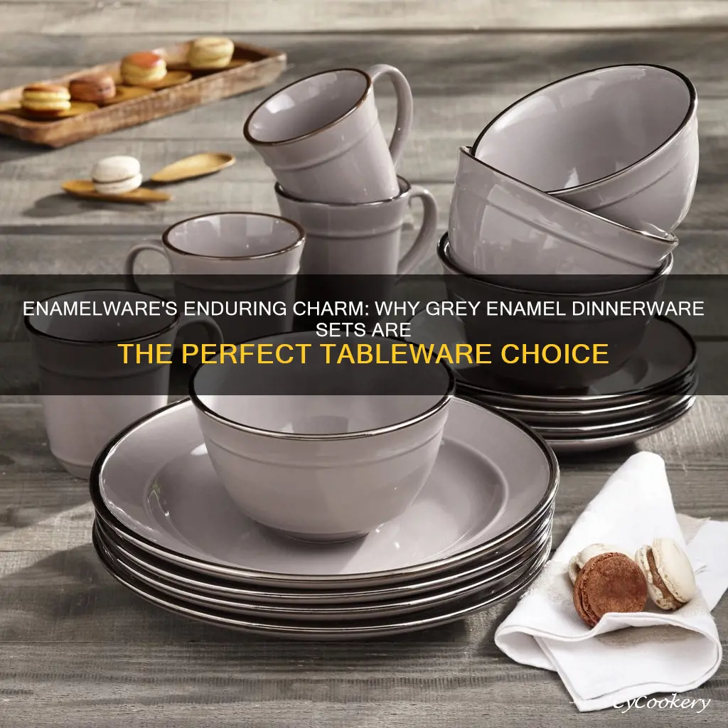 enamel dinnerware set grey