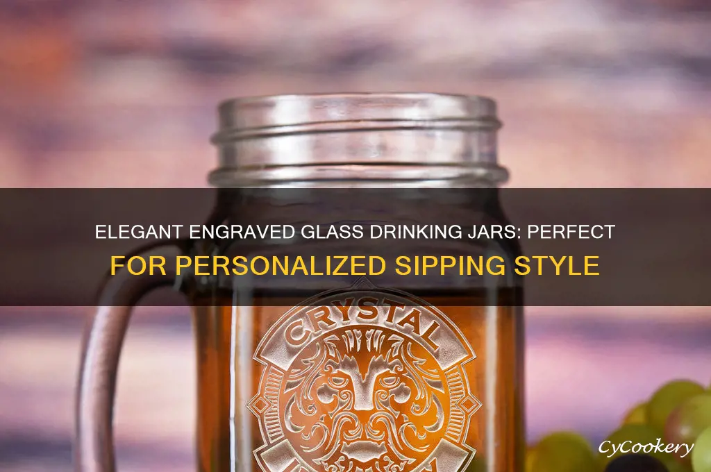engraved glass drinking jar