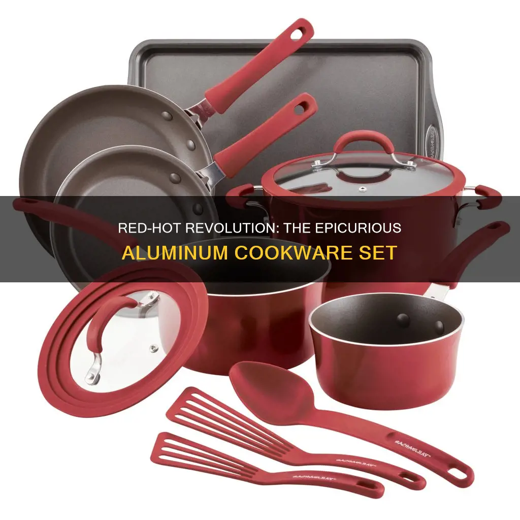 epicurious 14 piece aluminum cookware set red