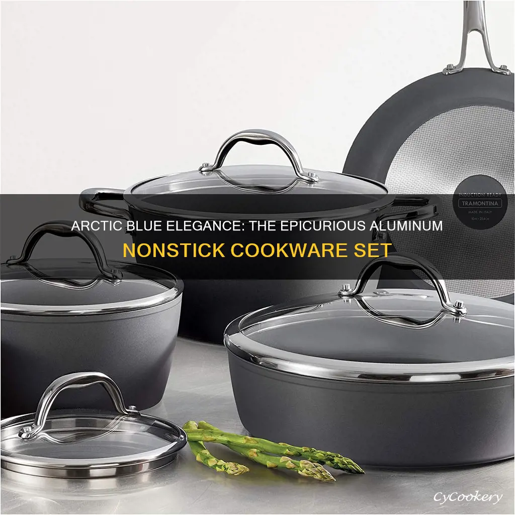 epicurious aluminum nonstick 11 piece cookware set in arctic blue