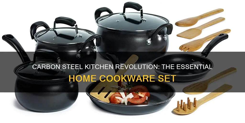 essential home 14 piece carbon steel nonstick cookware set