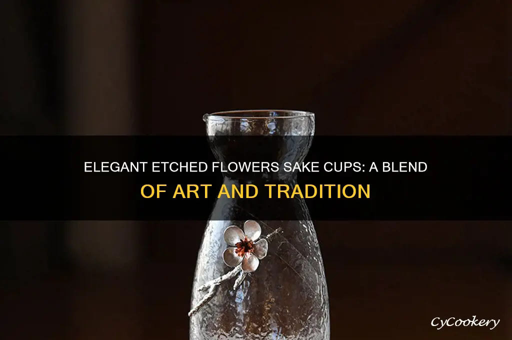 etched flowers sake cups