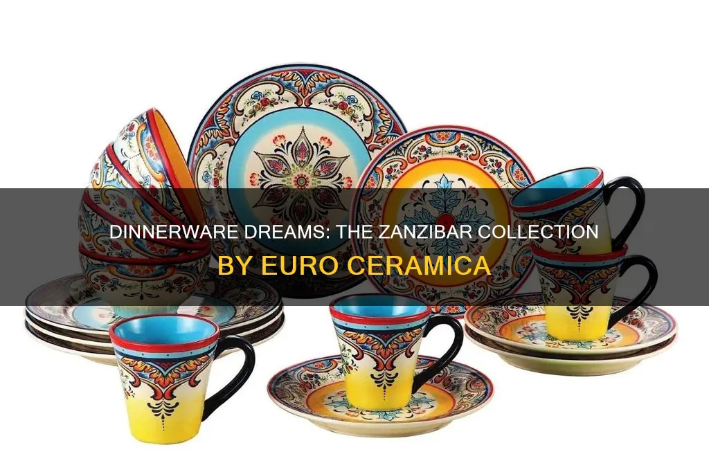 euro ceramica 16 piece zanzibar dinnerware set blue