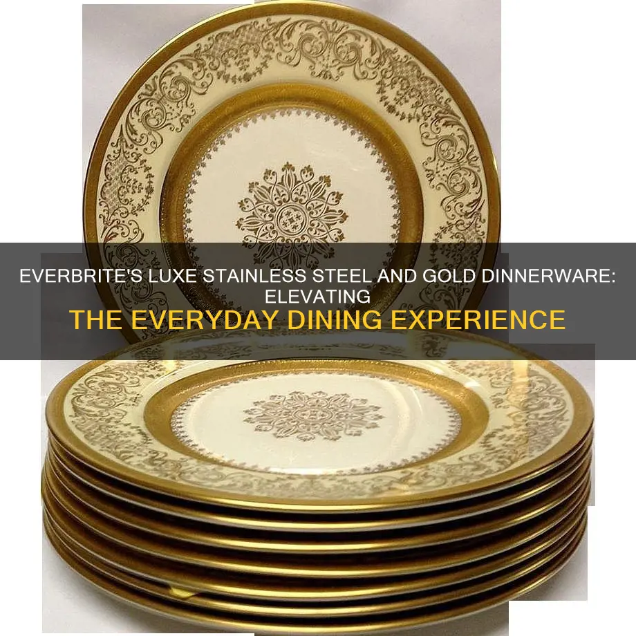 everbrite stainless steel gold plated dinnerware set