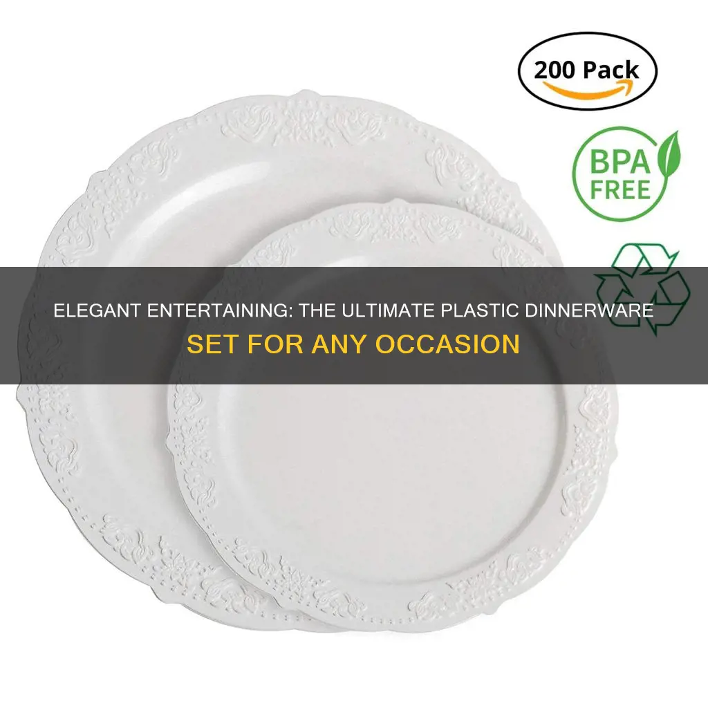 exquisite 200 piece plastic dinnerware set