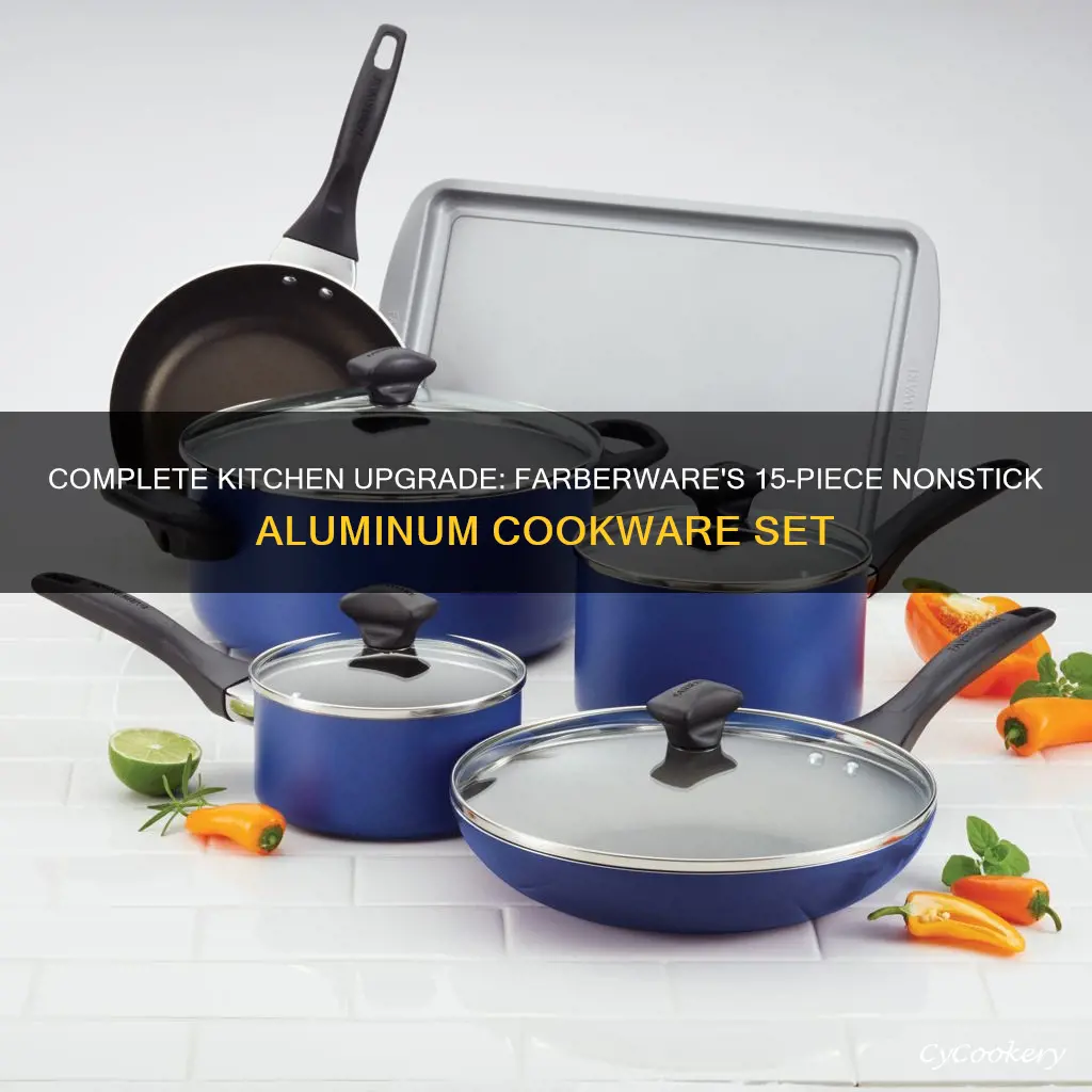 farberware 15 pc dishwasher safe nonstick aluminum cookware set