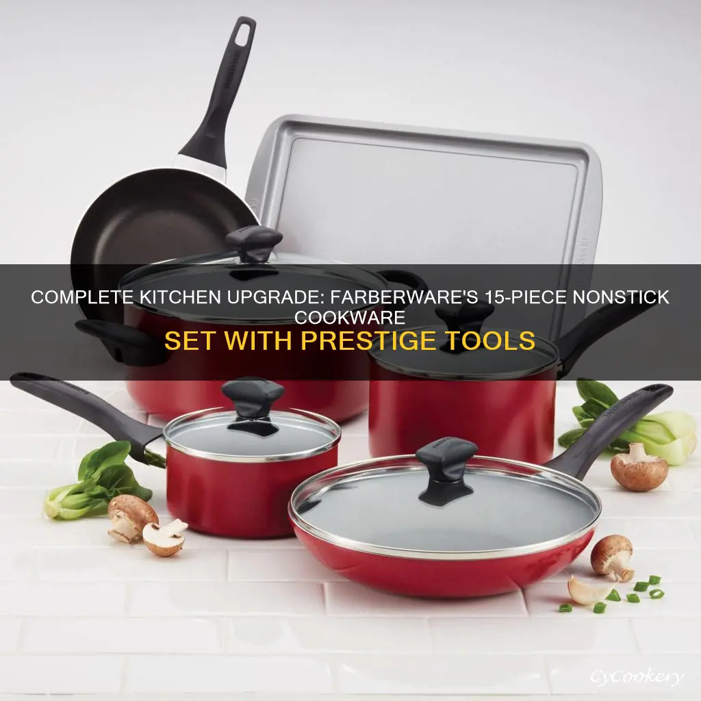 farberware 15 pc nonstick cookware set with prestige kitchen tools