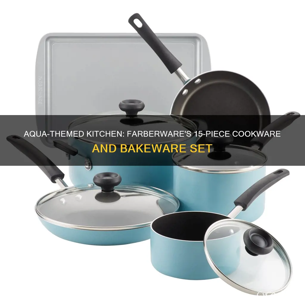 farberware 15 pc reliance cookware and bakeware set aqua