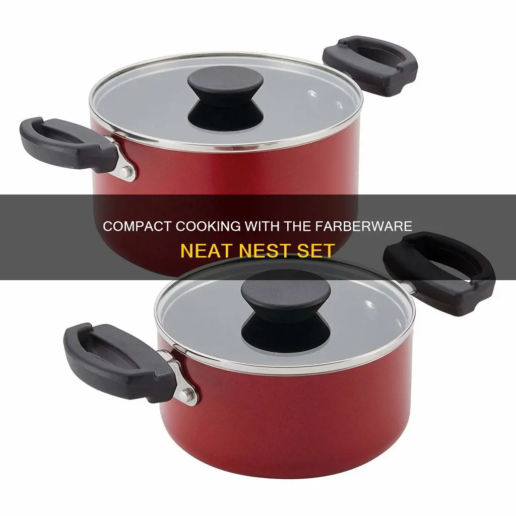 farberware 20387 neat nest cookware set 4-piece red