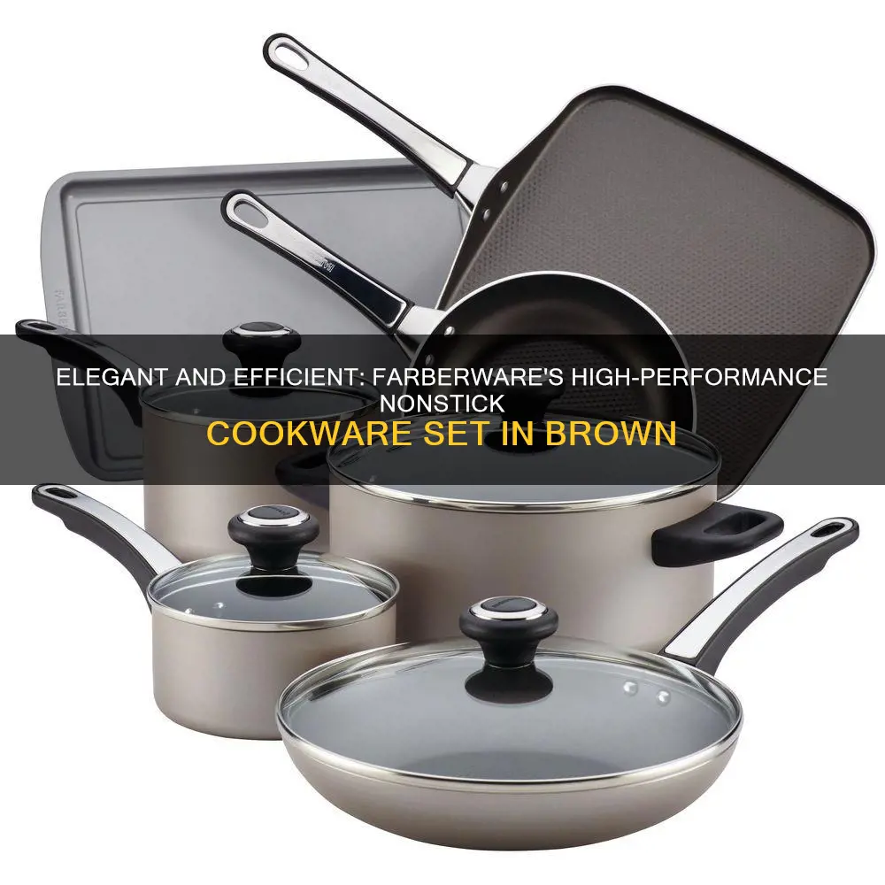 farberware high performance 17 pc nonstick cookware set brown