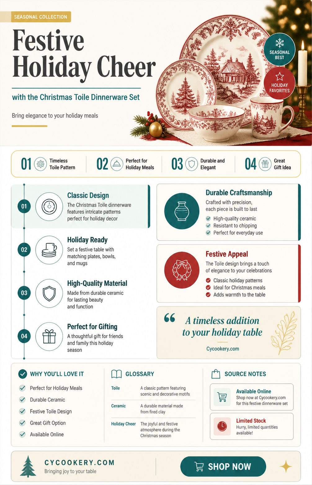 222 fifth 16 pc dinnerware set christmas toile