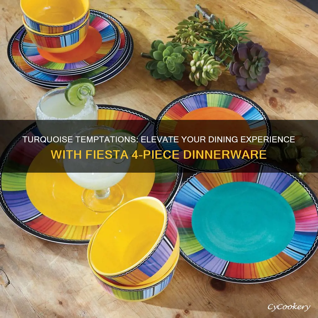 fiesta 4 piece dinnerware place setting turquoise