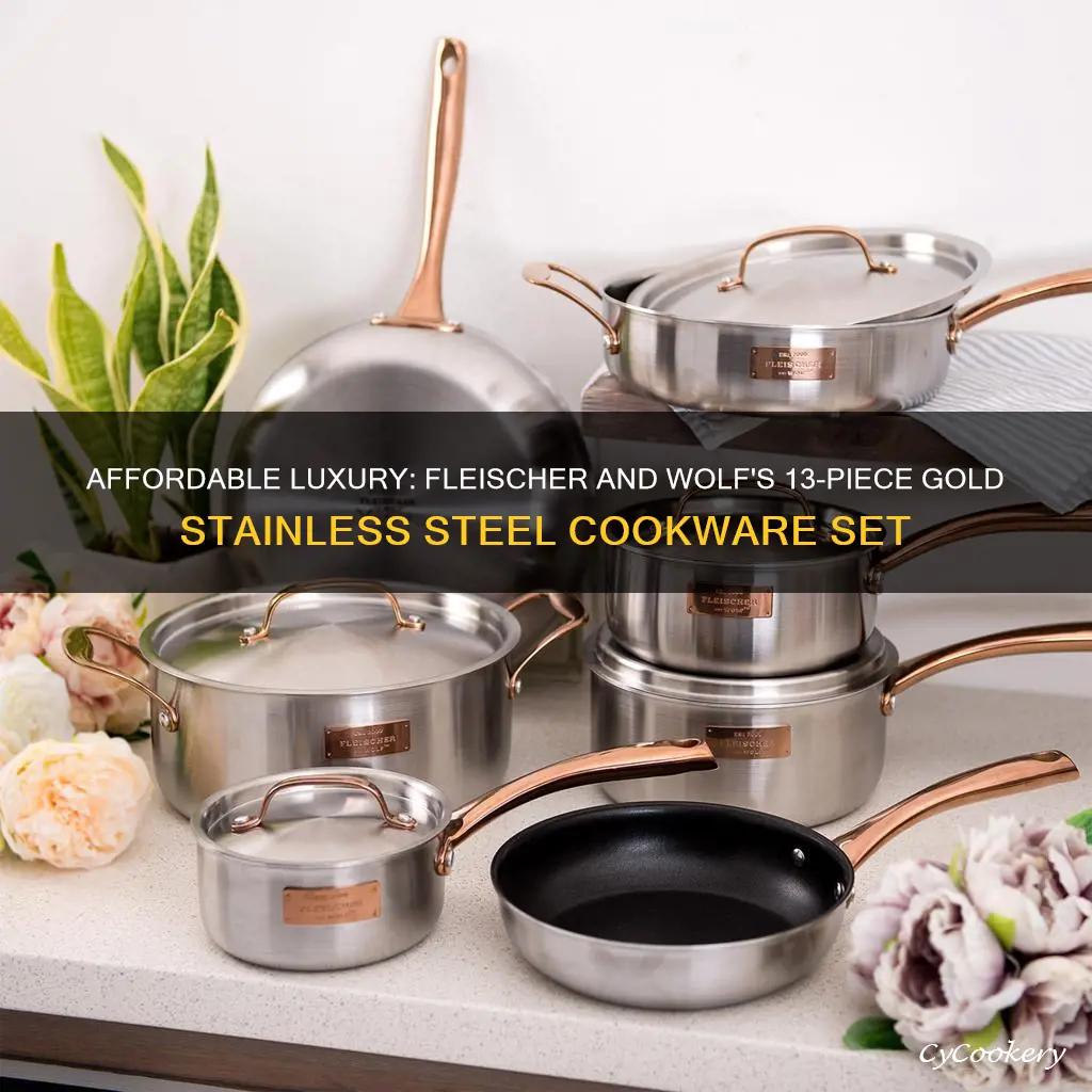 fleischer and wolf cheap 13-piece stainless cookware set w gold