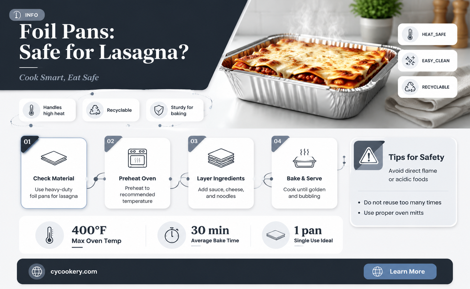 are foil pans safe for lasagna