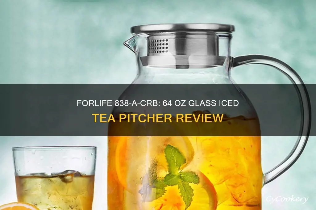 forlife 838-a-crb flask glass iced tea jug pitcher 64 oz