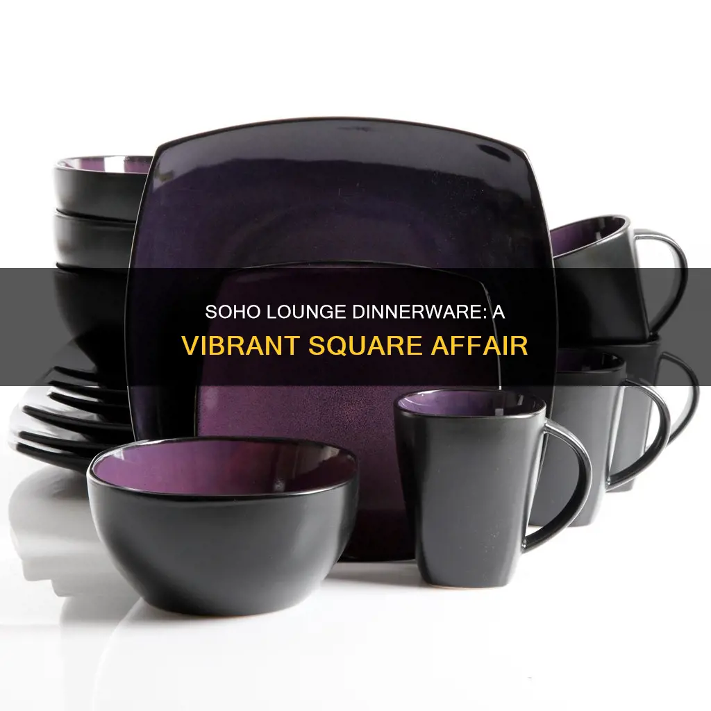 gibson soho lounge dinnerware set square purple