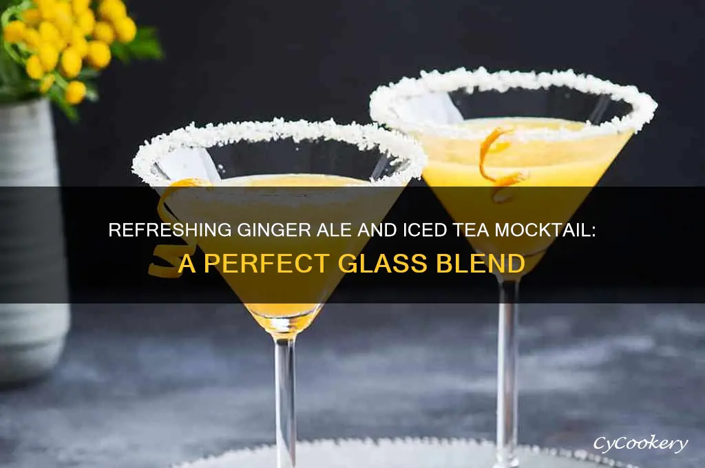 ginger ale and ice tea mocktail in a glass